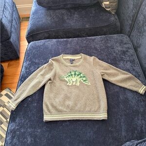 Janie and Jack Grey Dinosaur Crewneck Sweater